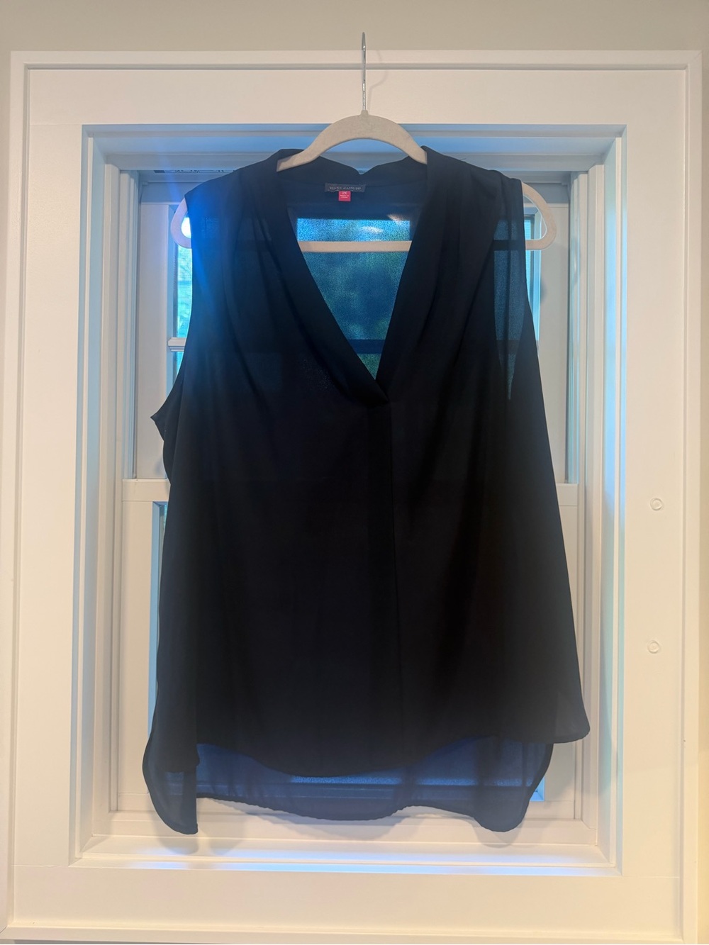 Navy Sleeveless V-Neck Women’s Top